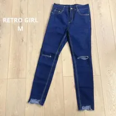 Mサイズ デニム スキニーパンツズボン濃いめ色 レトロガールRETRO GIRLのサムネイル