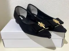 RANDA リボン付きポインテッドトゥパンプス ブラック 24.5cmのサムネイル