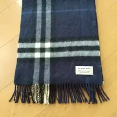 BURBERRY 100% CASHMERE マフラー ネイビー