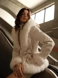 SHEIN Anewsta XL(3L) ファーコート ホワイト