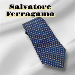Salvatore Ferragamo ネイビー 花柄 ネクタイ