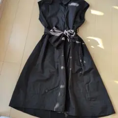 ユニクロ　+j 完売　黒　ワンピース　リボン　L　フォーマルにも