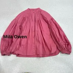 Mila Owen ミラオーウェン タック スタンドカラー ボリューム 長袖