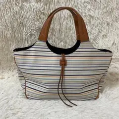 marie claire　マリクレール　ハンドバッグ　コットン　ストライプ　春夏