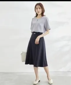 ROPE' PICNICフロントホックハーフスリーブブラウス ブルー 40