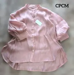 CPCM バンドカラーシア―オーバーブラウス バルーン袖　ピンクのサムネイル