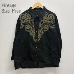 90's vintage 長袖シャツ ブラック レトロ ストリート モード 無地