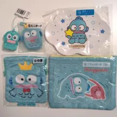 新品♡ハンギョドン巾着＆指パペット＆フラットポーチ・ミニポーチ＆トレイ5点セット
