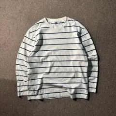UNIQLO ボーダー カットソー ロンT 長袖 ネイビー クルーネック L