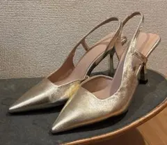 ゴールド スリングバック パンプス 38