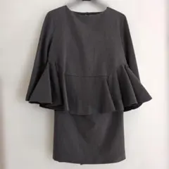グレー ペプラムフォーマルドレス Sサイズ