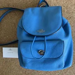 coach 本革　ミニリュック　ライトブルー