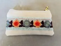 ハンドメイドポーチ インド刺繍リボン