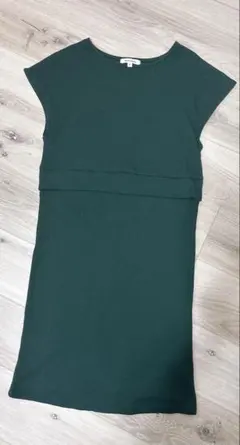 Madresstyle 授乳服 授乳ワンピース グリーン Lのサムネイル