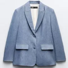 美品 ZARA テーラードジャケット ラメファブリックジャケット デニム リネン