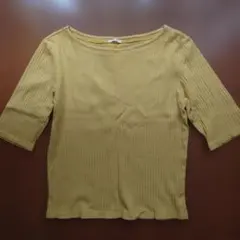 GU　5分袖カットソー　XL　イエロー