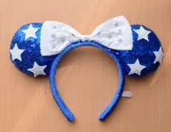 ミニー スパンコール カチューシャ ブルーアメリカン