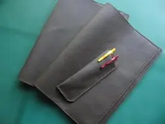 Peko様専用セミB5判ノートカバー2点濃茶シュリンク革