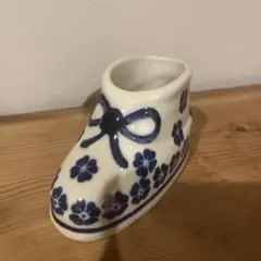 新品　ポーランド　陶器　置物　ベビーシューズ