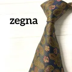 エルメネジルドゼニア　ネクタイ　ペイズリー　花柄　ネイビー　ゴールド　ピンクのサムネイル