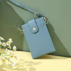 スマホポーチ ショルダー ブルー くすみカラー スマホショルダー 新品未使用
