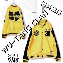 ウータンクランスタジャンw49△スウェット地刺繍ロゴイエローブラックアメリカ古着