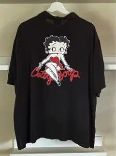 Betty-Bop ベティブープ レーヨン オープンシャツ 刺繍 特大プリントL