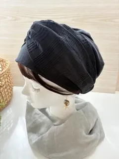 ターバンキャップ/ガーゼ帽子 /やわらかニット素材/カフェ帽子/ケア帽子