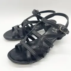 【美品】SAYA サヤ サンダル ストラップ レザー 黒 23.5cmのサムネイル