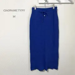 チャオパニックティピー リブ Iラインスカート すっきりシルエット ブルー