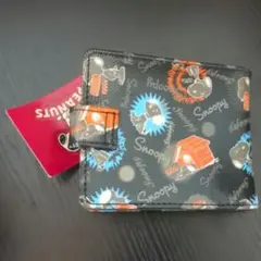 SNOOPY カードケース2つ折り ブラック・ゴールド