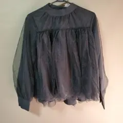 ブラック シースルーブラウス 長袖