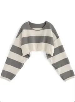GRL ボーダー柄クロップド丈ニットトップス [at2125]