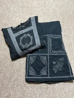 サマンサモスモス　ブラウス　スカート　刺繍　セットアップ　２点