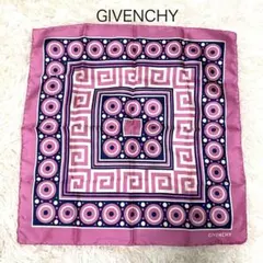 GIVENCHYシルクミニスカーフ　47cm角　ピンク
