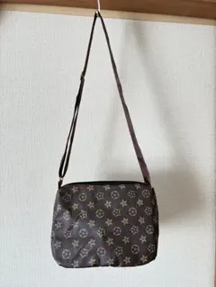 ダークブラウン 星と円パターン ショルダーバッグ