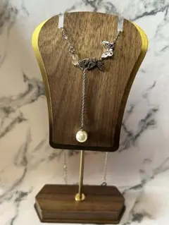 シルバー925製 パール＆バタフライモチーフシルバーネックレス