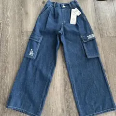 MLB刺繍デニムワイドパンツ 140