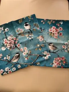 花と鳥のデザイン クッションカバー