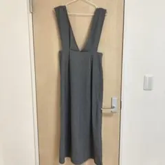 美品)グレンチェック 深V ジャンパースカート しまむら M