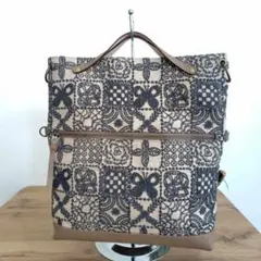 し*め様 ①ミナペルホネン/フォレストタイルベージュ/A４2Wayショルダートー