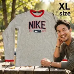 NIKE ロゴ 刺繍 ワッペン グレー×赤 希少デザイン メンズ XL 新品 