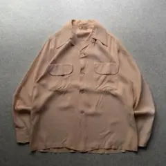 40s vintage open collar shirt rayon ギャバ