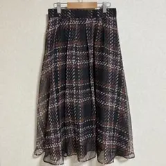 Mystrada フレアスカート チェック シフォン 36 上品 きれいめ 美品
