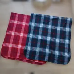 【2枚セット】チェック柄 ひざ掛け ブランケット（レッド＆ネイビー）大判