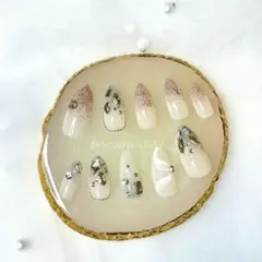 【オーダー可】シルバーグリッターネイル　ハンドメイド