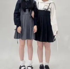 hugi RIBBON PLEATS DRESS ワンピース　グレー