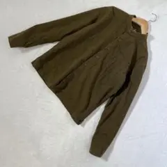 極美品 無印良品 シャツ 《XS》 ノーカラー オリーブ コットン