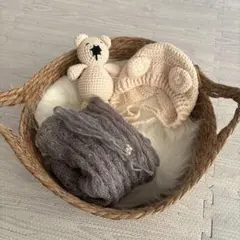 ニューボーンフォト　かご＆ファー＆小物　セット