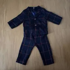男の子　フォーマルスーツ セット（80㎝）ネイビー赤チェック